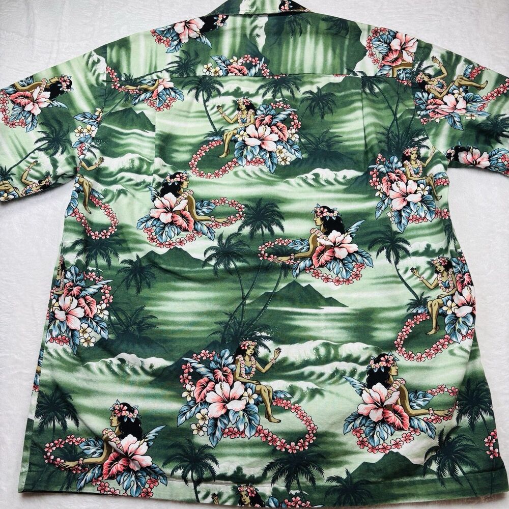 Vintage Aloha Republic Hula Girls Hawaiian Shirt Size Large Made In Hawaii USA - Picture 4 of 14